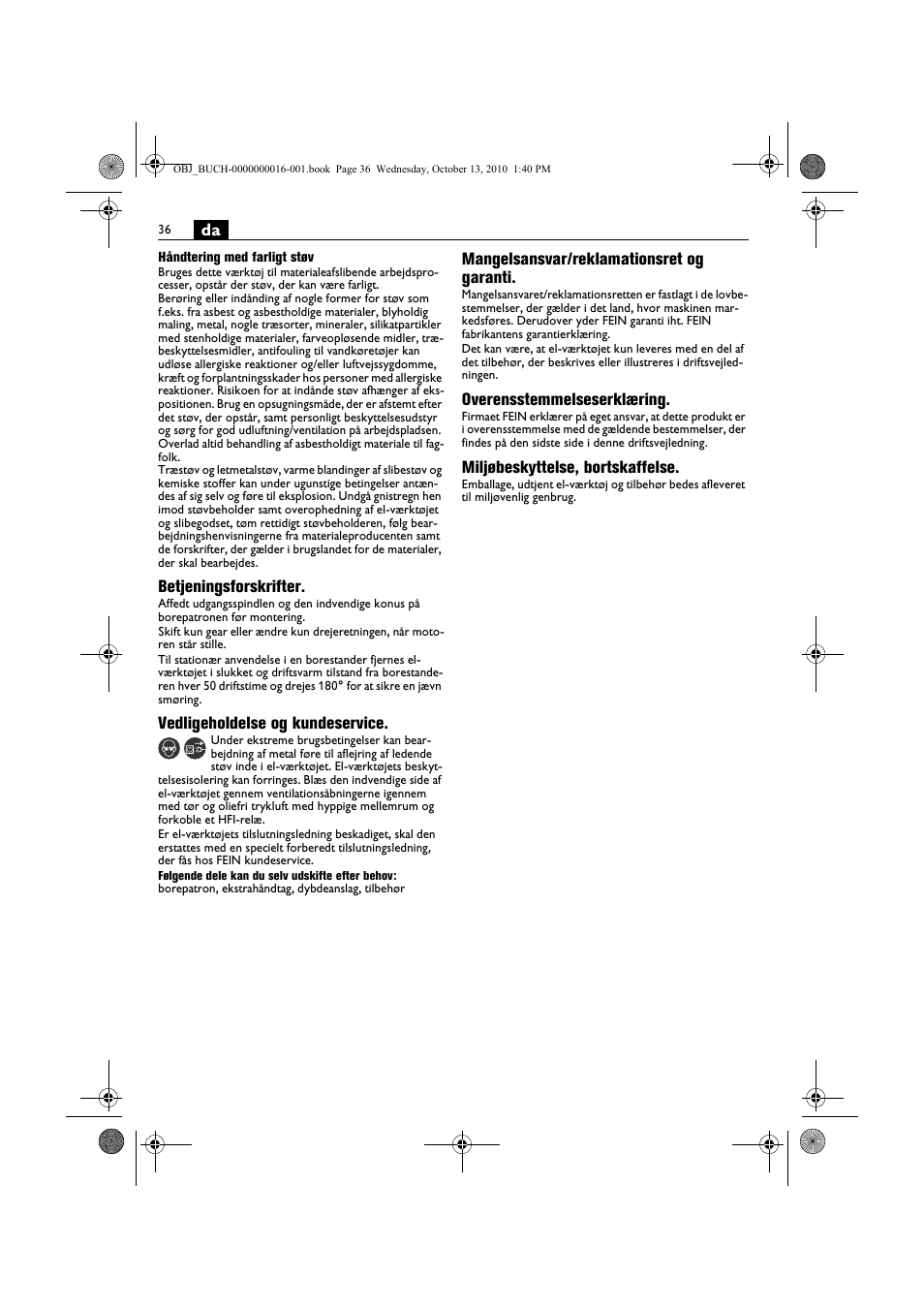 Fein DSeu 638 User Manual | Page 36 / 112