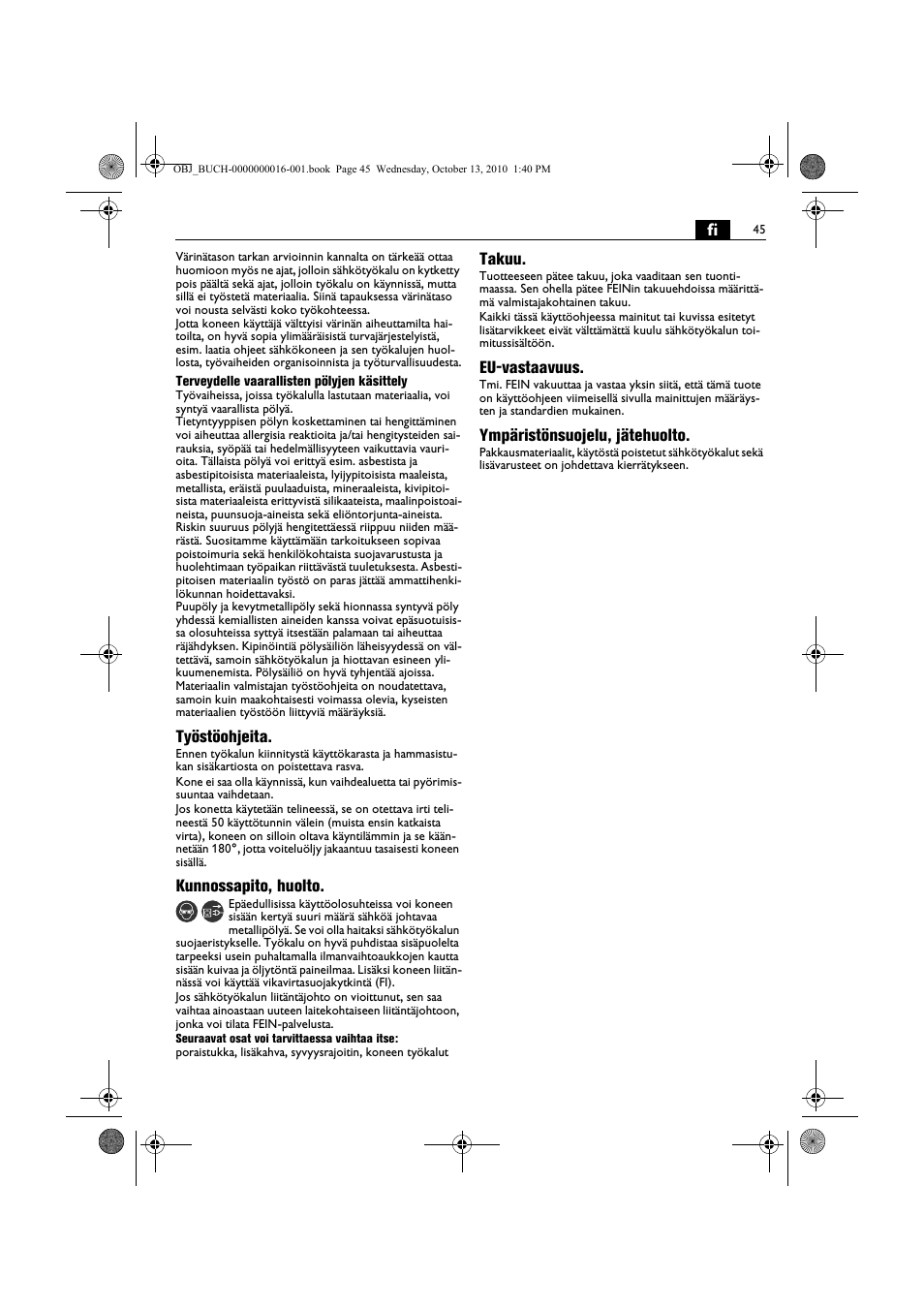 Fein DSeu 638 User Manual | Page 45 / 112