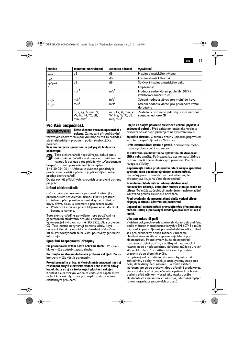 Cs pro vaši bezpečnost | Fein DSeu 638 User Manual | Page 53 / 112