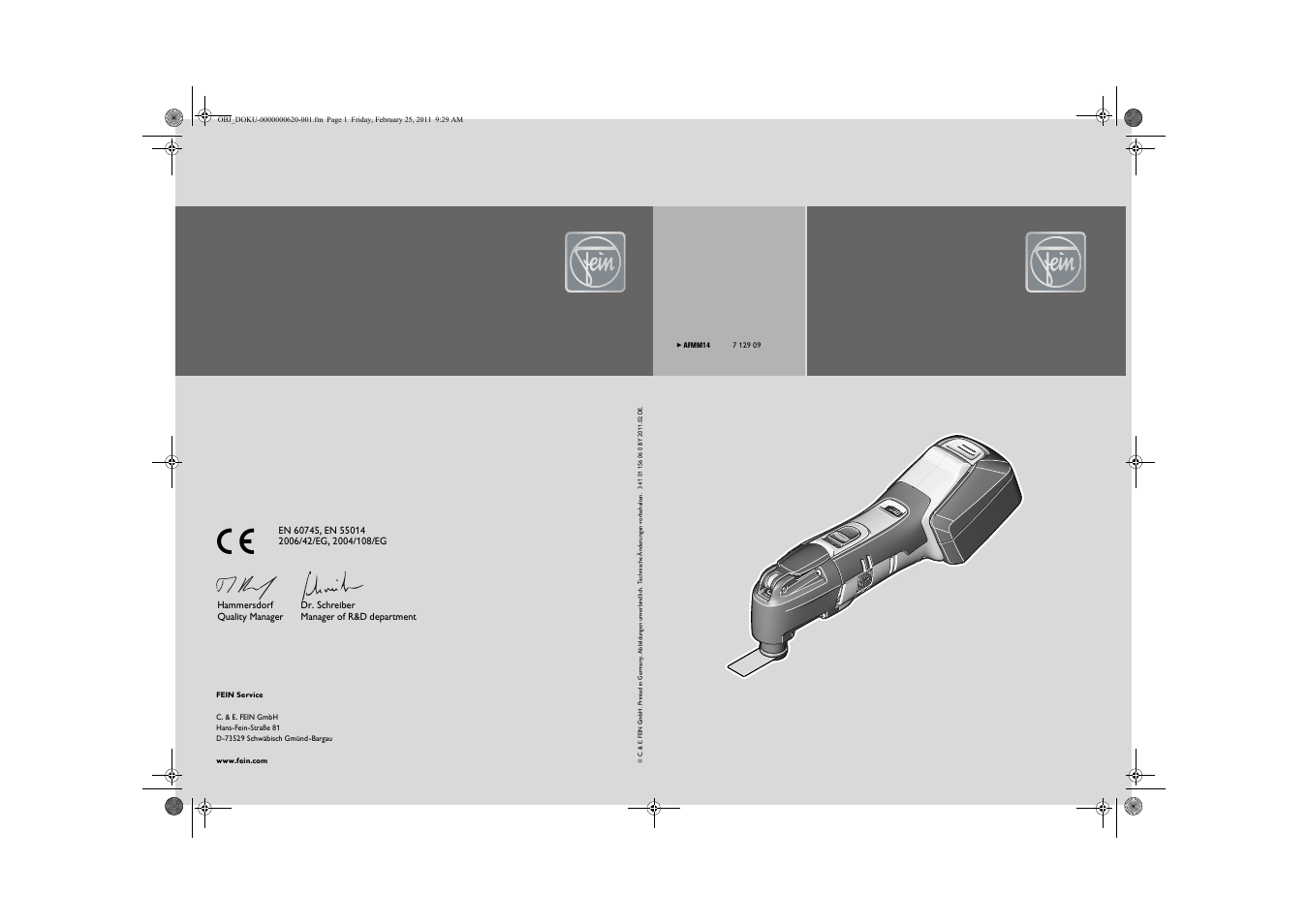 Fein MultiMaster с аккумулятором User Manual | 149 pages