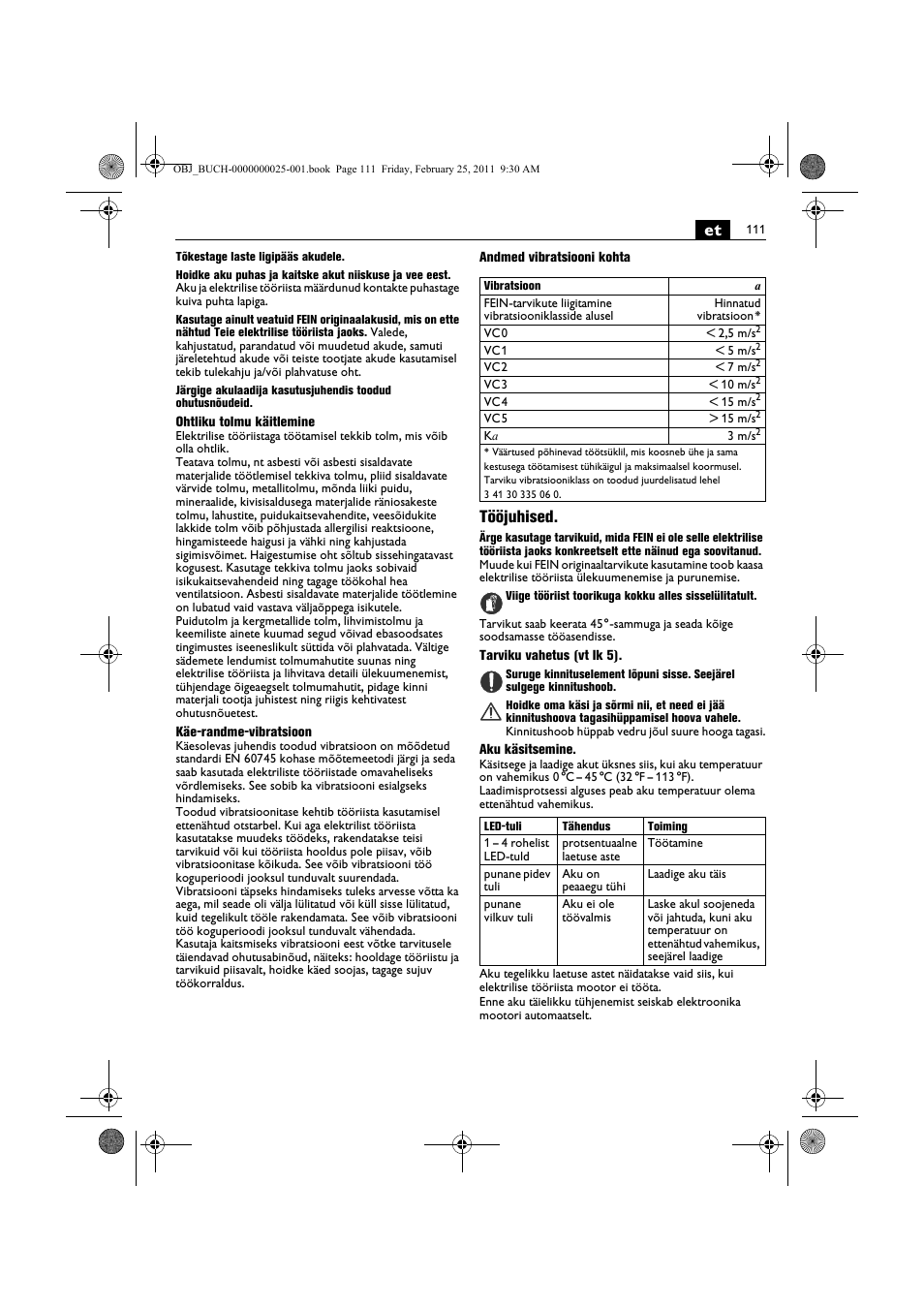 Tööjuhised | Fein MultiMaster с аккумулятором User Manual | Page 111 / 149