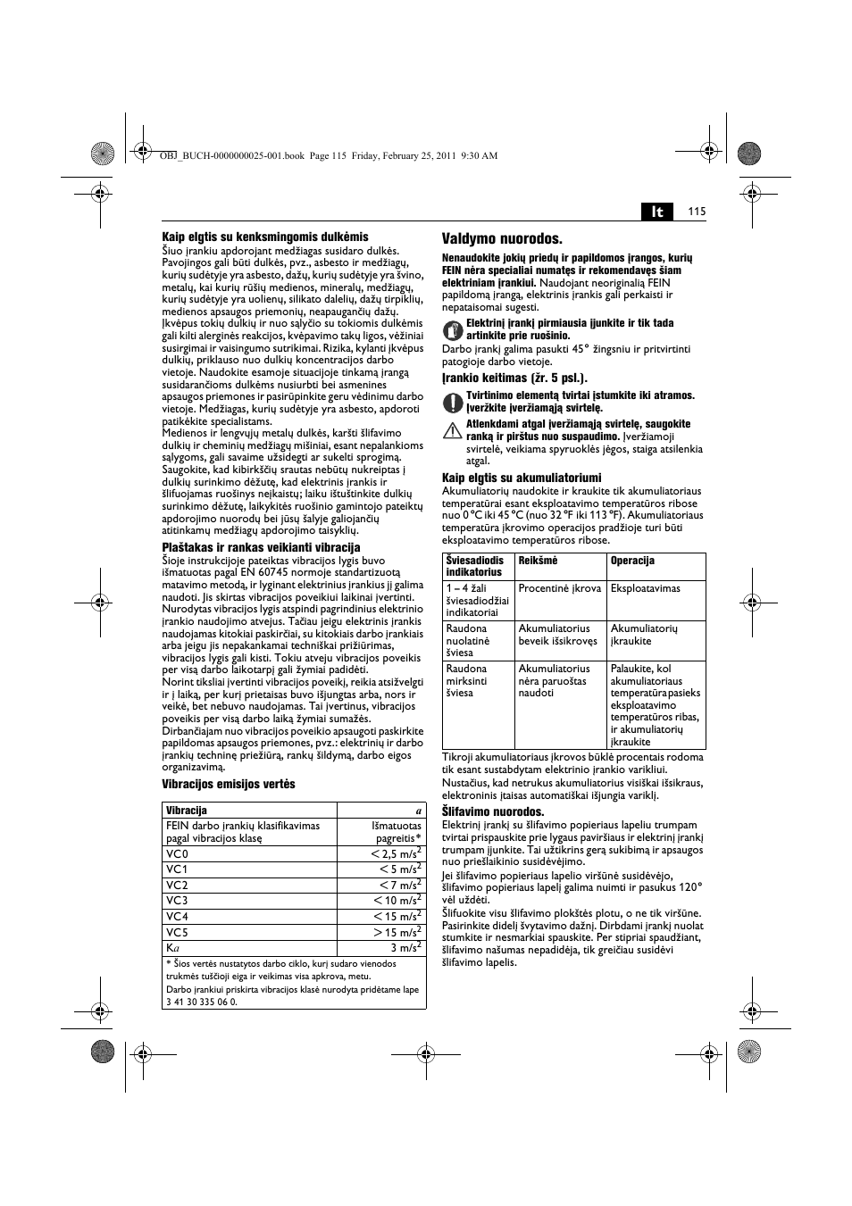 Valdymo nuorodos | Fein MultiMaster с аккумулятором User Manual | Page 115 / 149