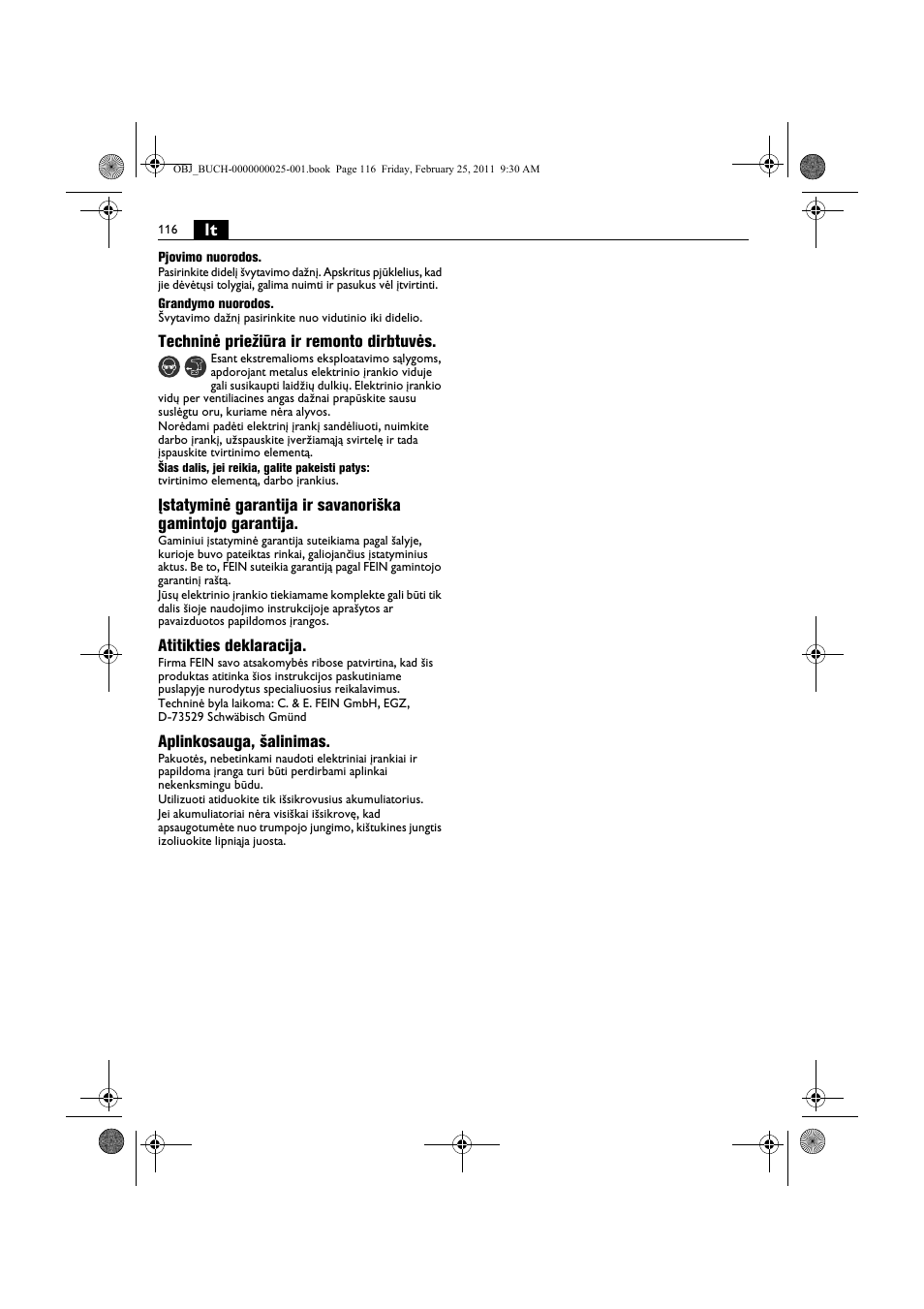 Fein MultiMaster с аккумулятором User Manual | Page 116 / 149