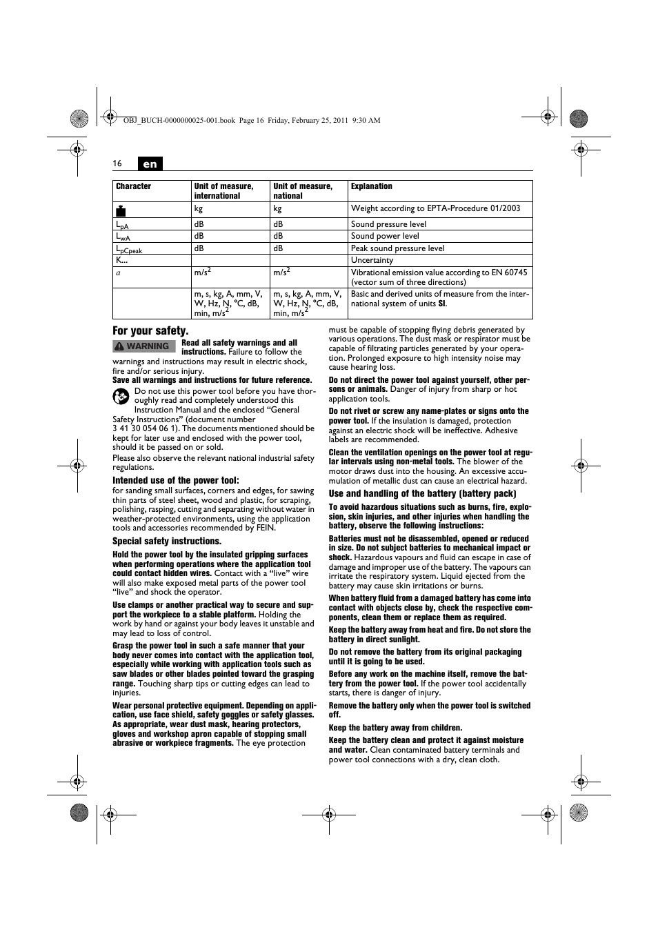 En for your safety | Fein MultiMaster с аккумулятором User Manual | Page 16 / 149