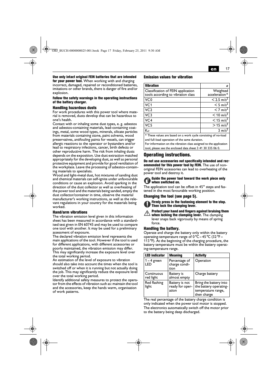 Operating instructions | Fein MultiMaster с аккумулятором User Manual | Page 17 / 149