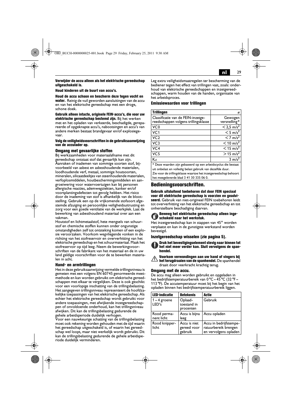 Bedieningsvoorschriften | Fein MultiMaster с аккумулятором User Manual | Page 29 / 149