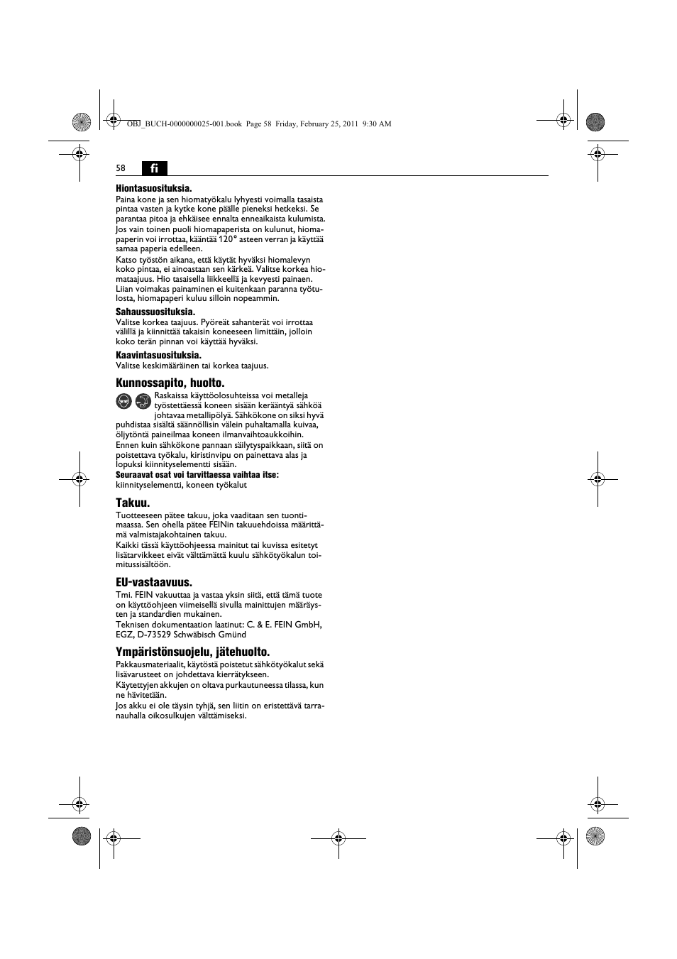 Fein MultiMaster с аккумулятором User Manual | Page 58 / 149