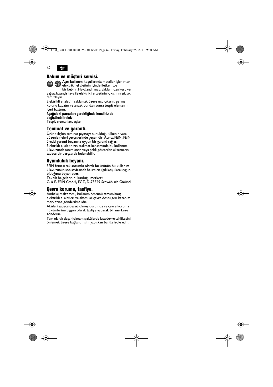 Fein MultiMaster с аккумулятором User Manual | Page 62 / 149