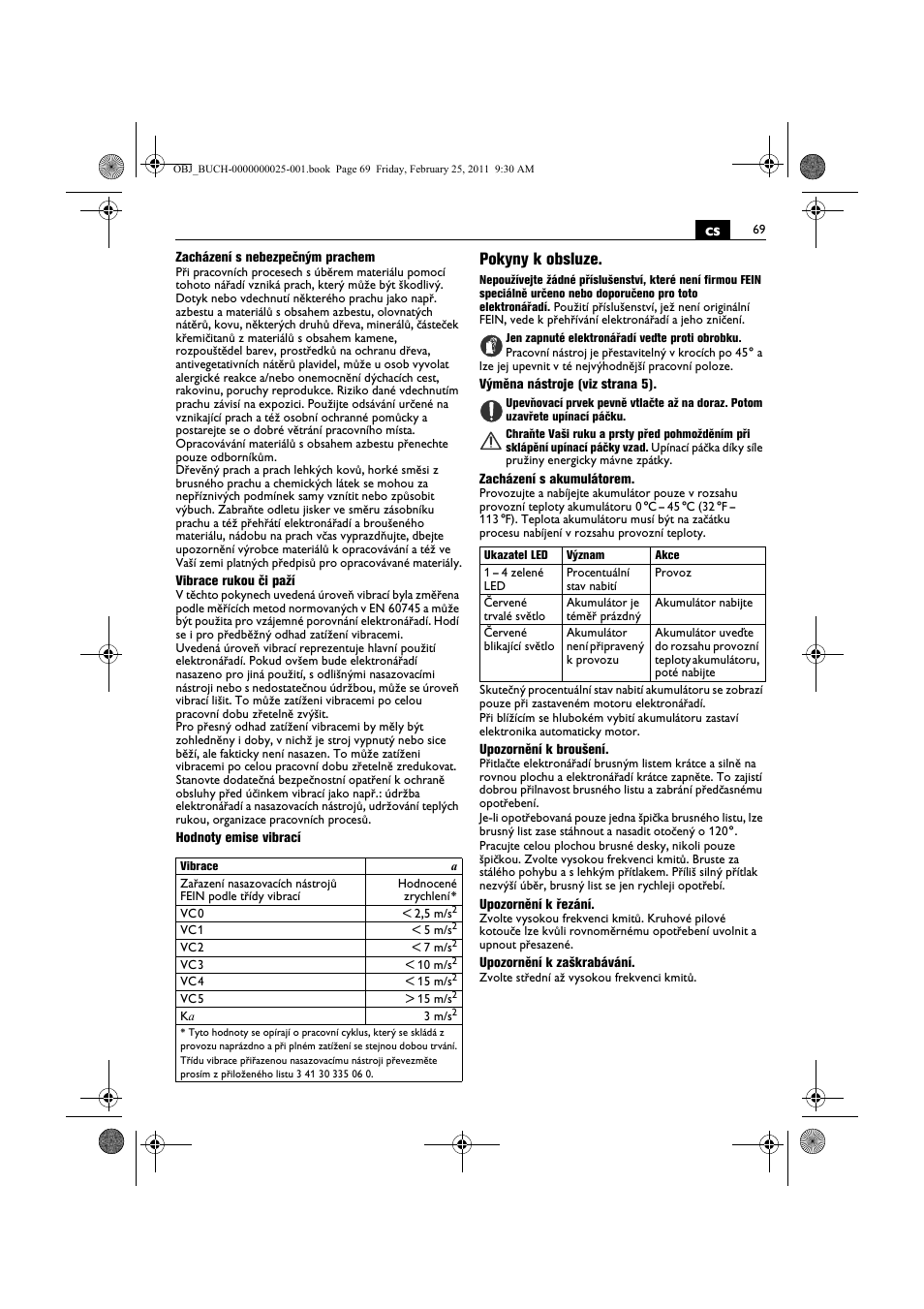 Pokyny k obsluze | Fein MultiMaster с аккумулятором User Manual | Page 69 / 149