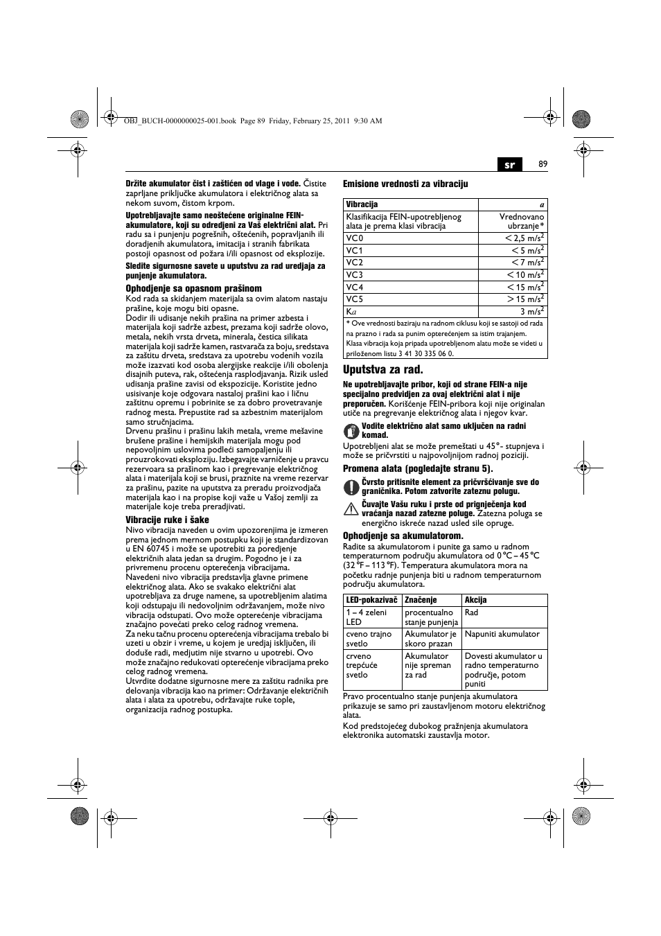 Uputstva za rad | Fein MultiMaster с аккумулятором User Manual | Page 89 / 149