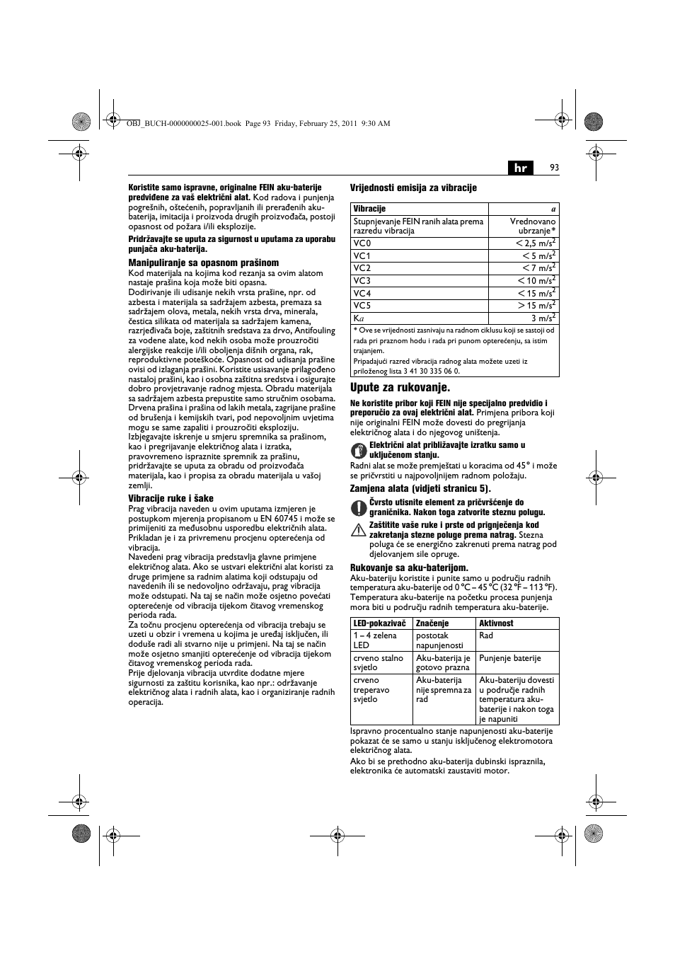 Upute za rukovanje | Fein MultiMaster с аккумулятором User Manual | Page 93 / 149