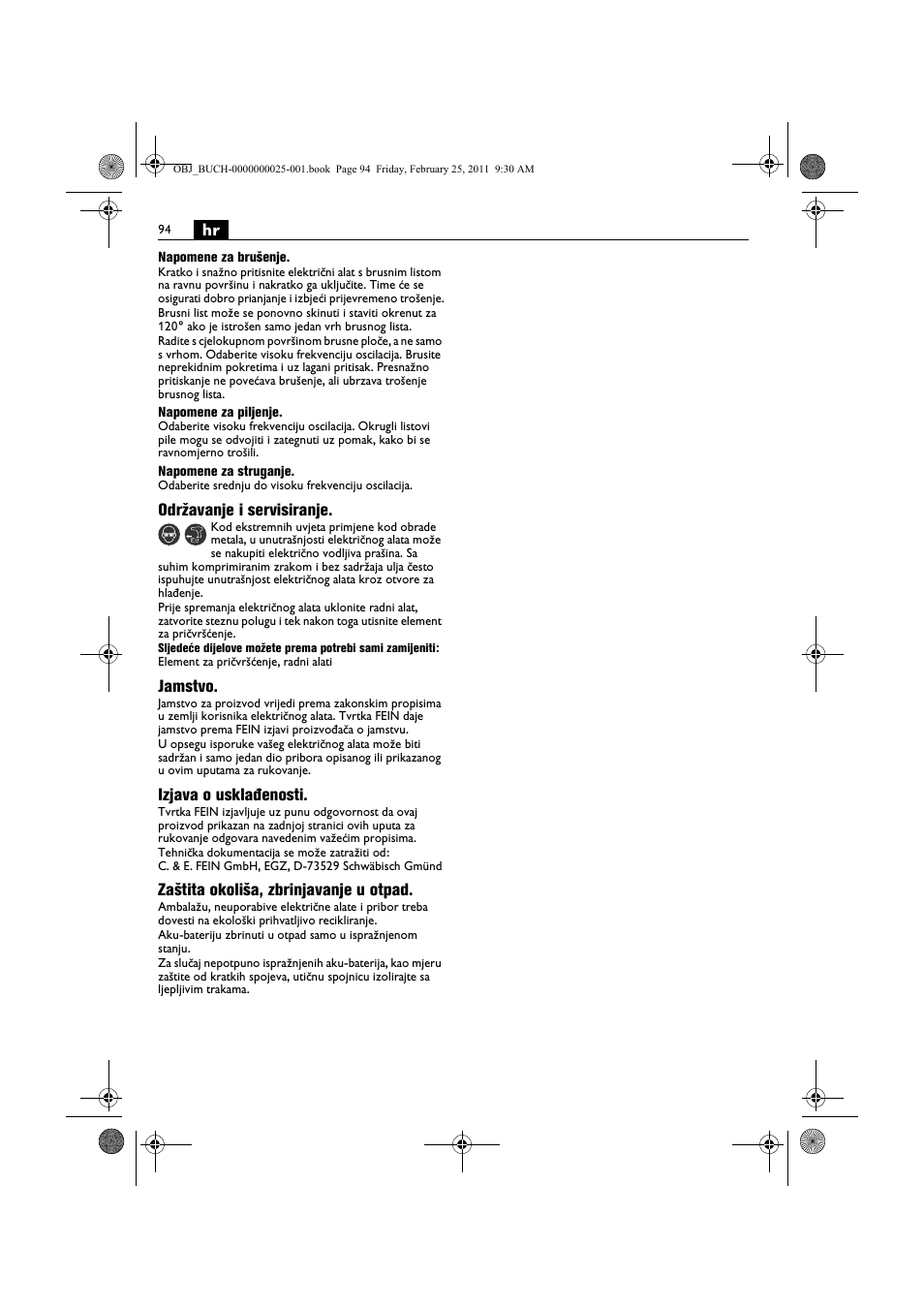 Fein MultiMaster с аккумулятором User Manual | Page 94 / 149