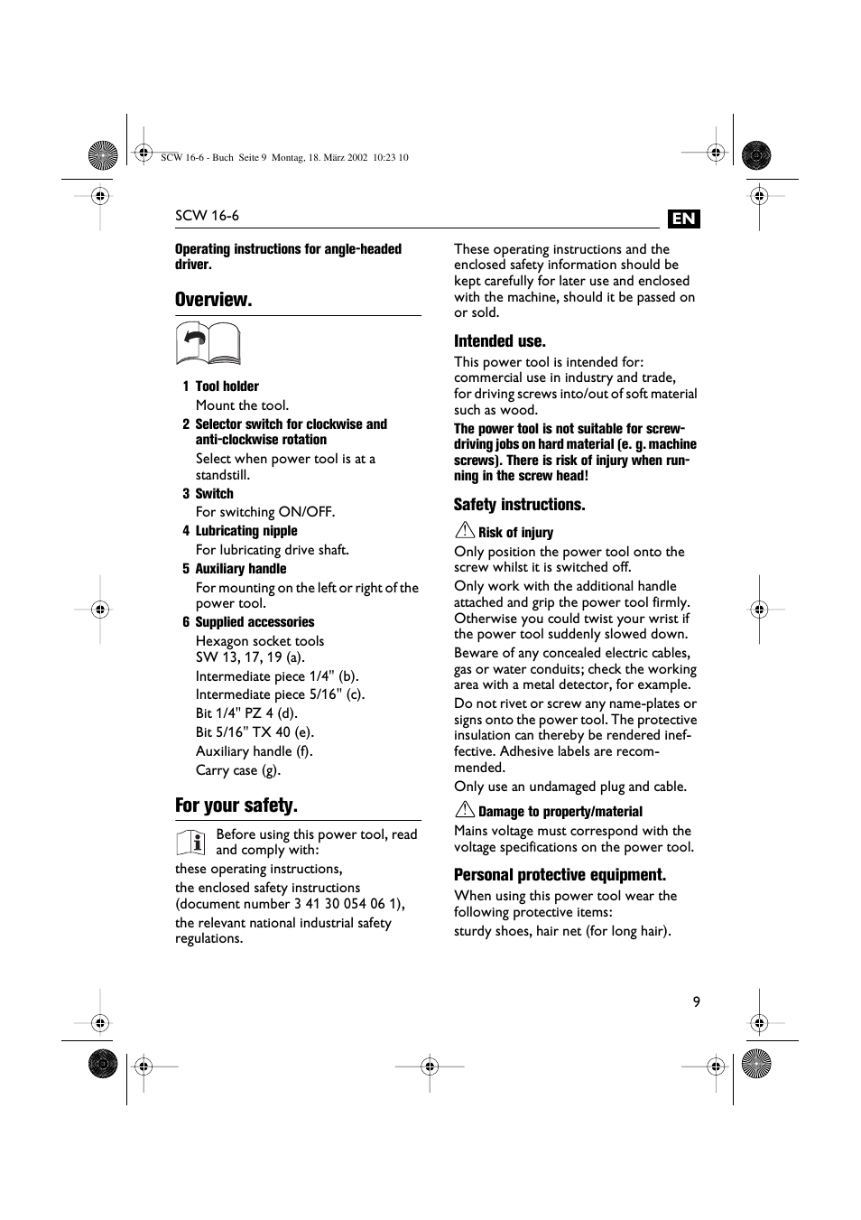 Overview, For your safety | Fein SCW16_6 User Manual | Page 9 / 80