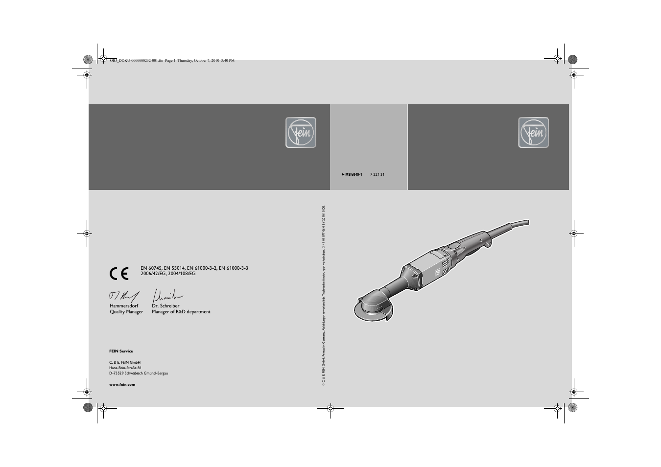 Fein MSfv_649_1 User Manual | 152 pages