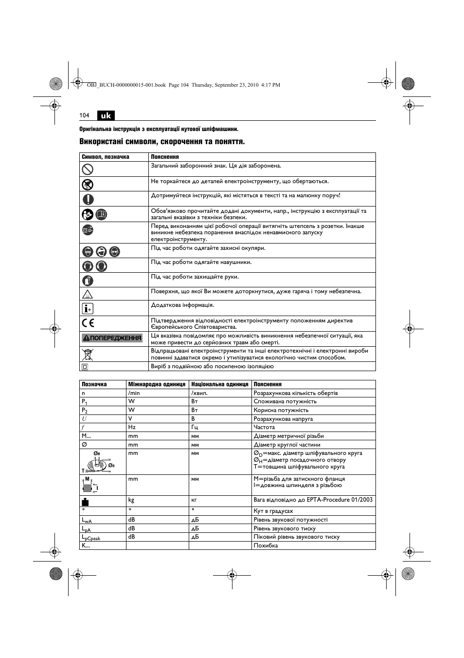 Використані символи, скорочення та поняття | Fein MSfv_649_1 User Manual | Page 104 / 152