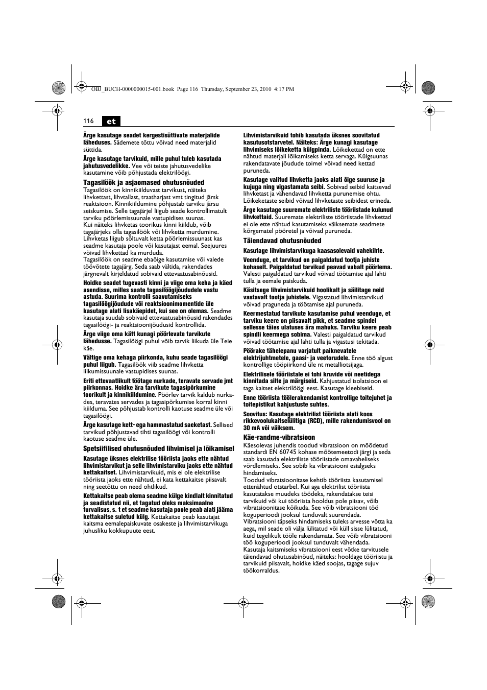 Fein MSfv_649_1 User Manual | Page 116 / 152