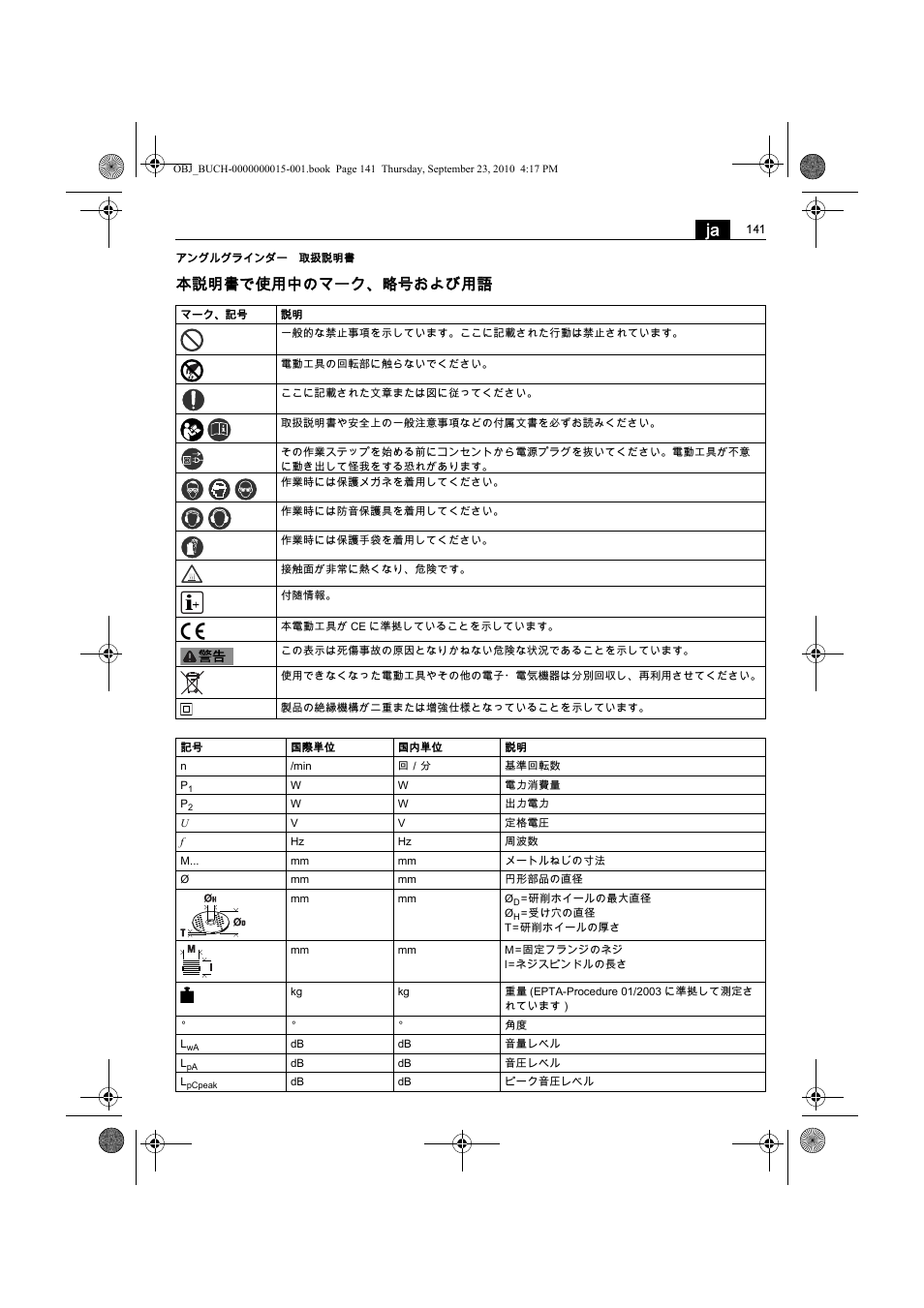 本説明書で使用中のマーク、略号および用語 | Fein MSfv_649_1 User Manual | Page 141 / 152