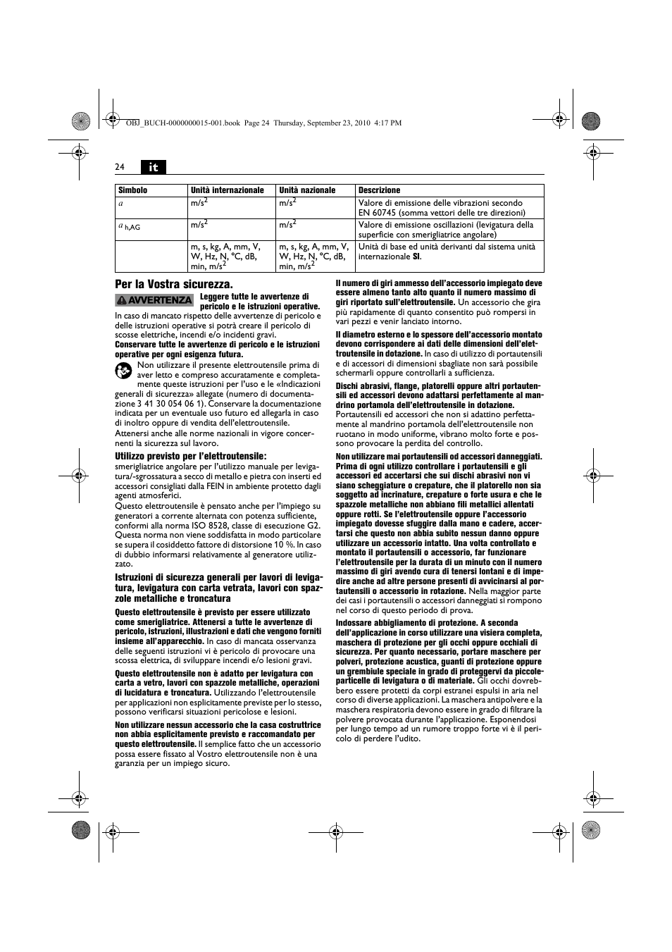 It per la vostra sicurezza | Fein MSfv_649_1 User Manual | Page 24 / 152