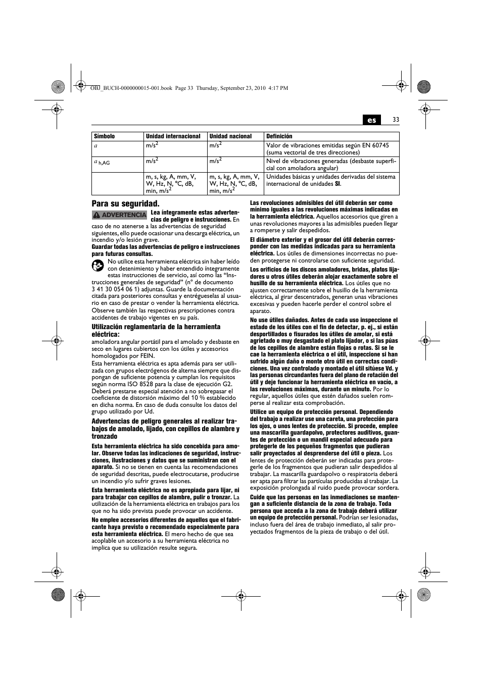 Es para su seguridad | Fein MSfv_649_1 User Manual | Page 33 / 152