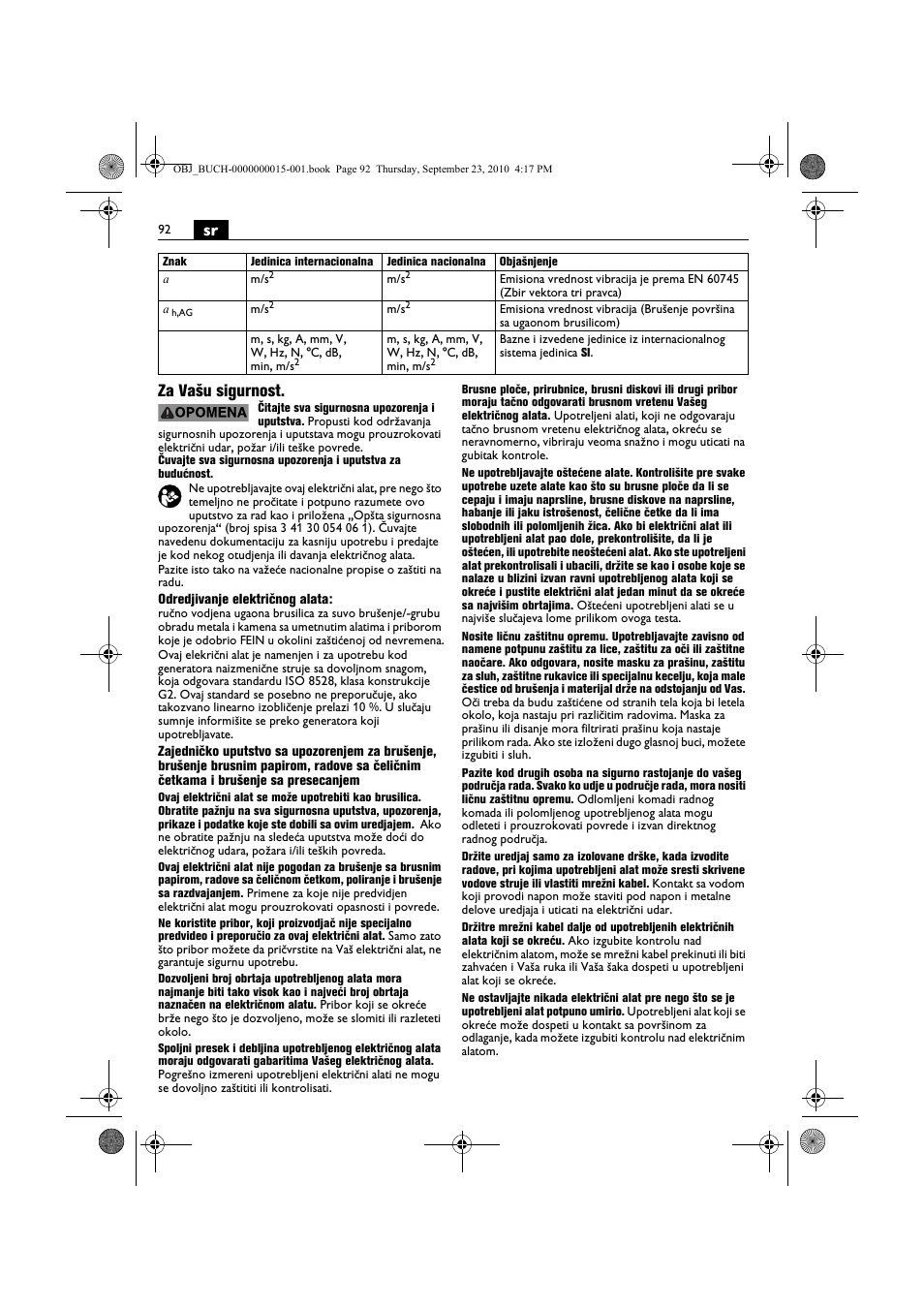 Sr za vašu sigurnost | Fein MSfv_649_1 User Manual | Page 92 / 152