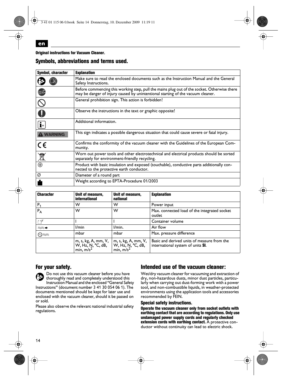 Intended use of the vacuum cleaner | Fein Dustex_40 User Manual | Page 14 / 61