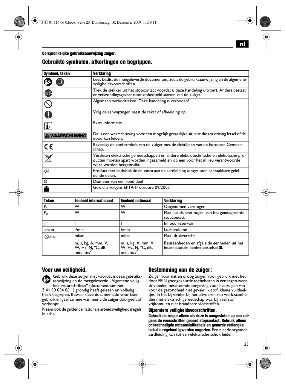 Bestemming van de zuiger | Fein Dustex_40 User Manual | Page 23 / 61