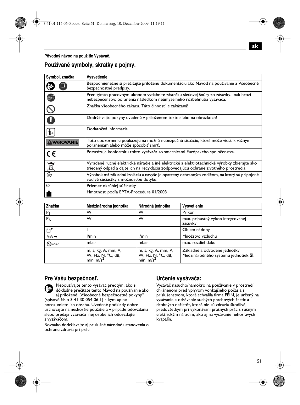 Urãenie vysávaãa | Fein Dustex_40 User Manual | Page 51 / 61