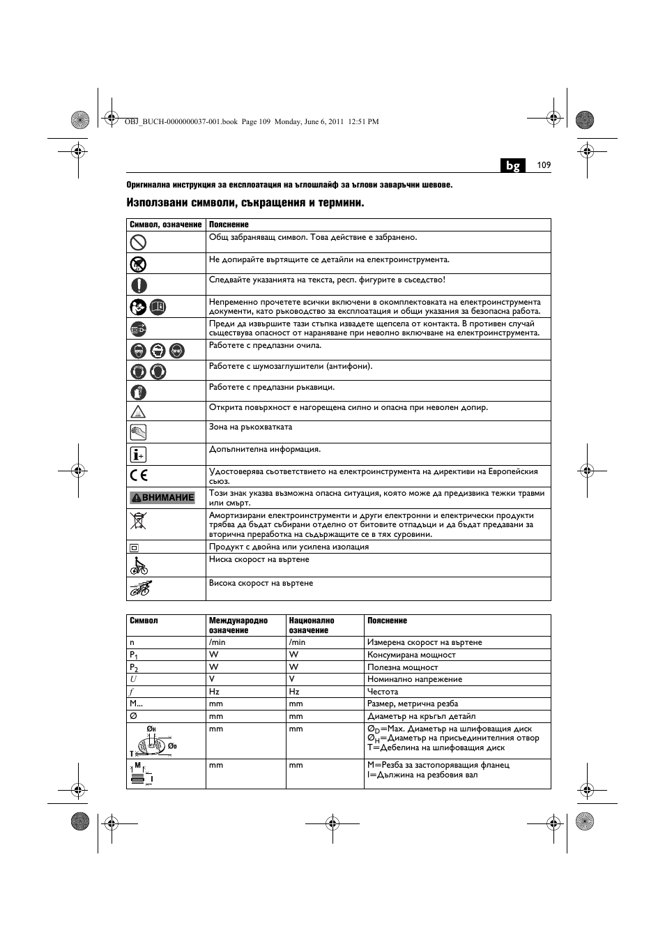 Използвани символи, съкращения и термини | Fein KS 10-38E User Manual | Page 109 / 155