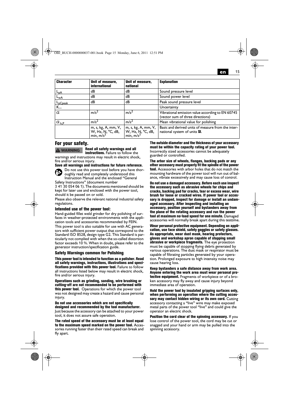 En for your safety | Fein KS 10-38E User Manual | Page 15 / 155