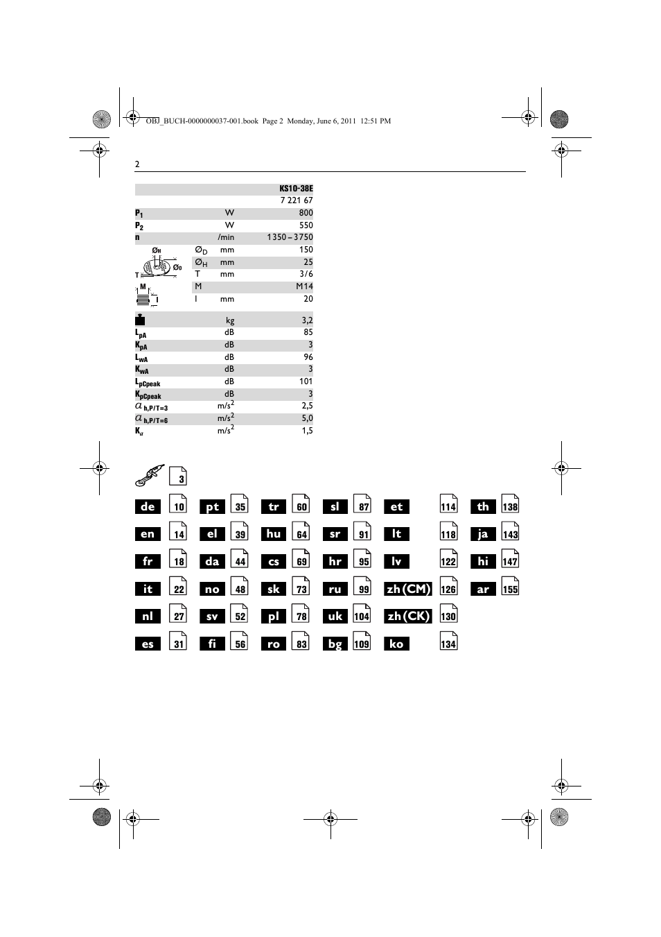 Zh(cm), Zh(ck) | Fein KS 10-38E User Manual | Page 2 / 155