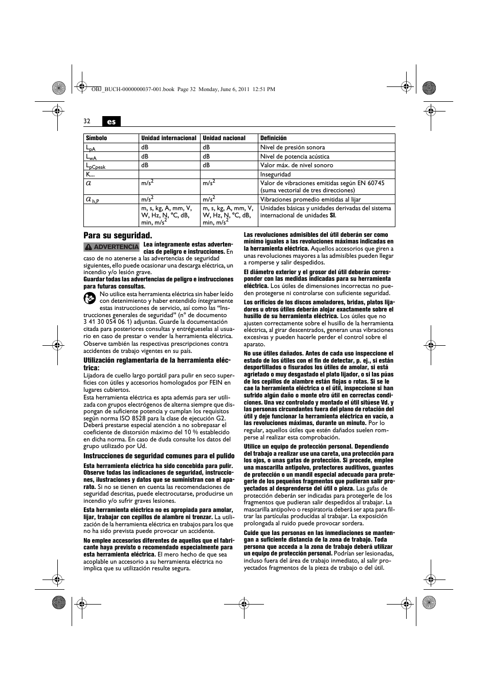 Es para su seguridad | Fein KS 10-38E User Manual | Page 32 / 155