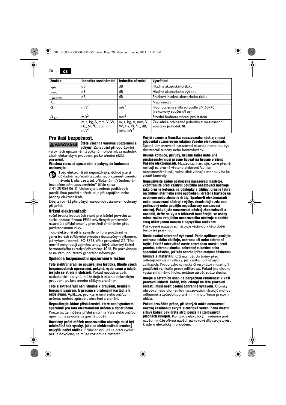 Cs pro vaši bezpečnost | Fein KS 10-38E User Manual | Page 70 / 155