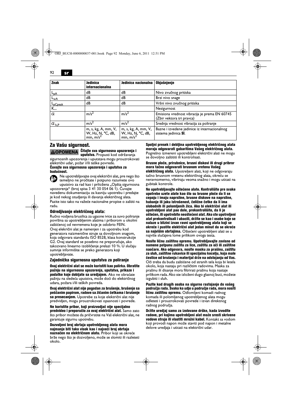 Sr za vašu sigurnost | Fein KS 10-38E User Manual | Page 92 / 155