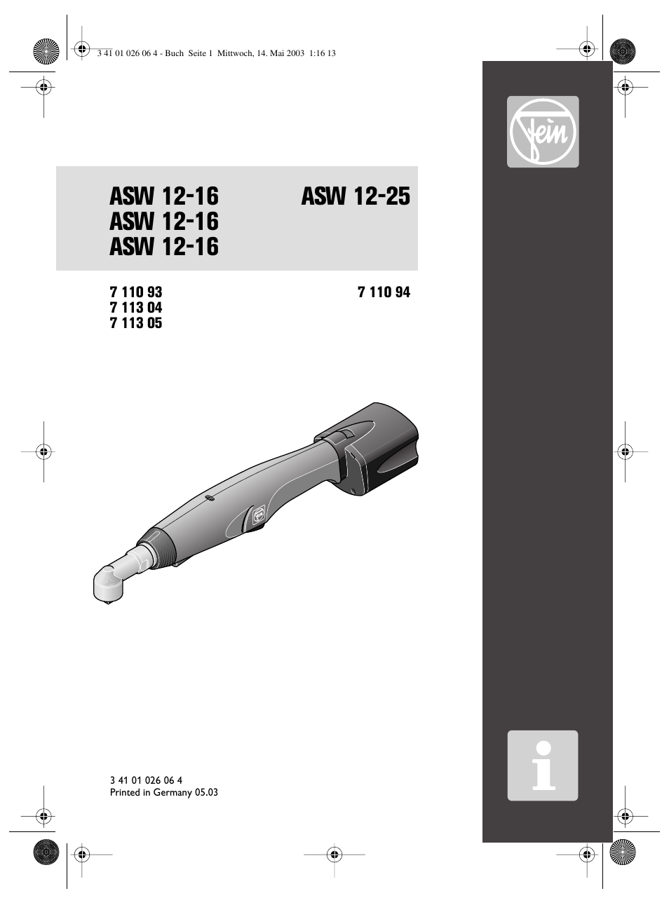 Fein ASW12-25 User Manual | 95 pages