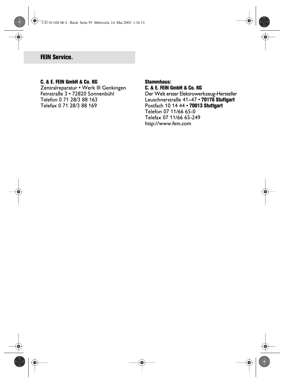 Fein service | Fein ASW12-25 User Manual | Page 95 / 95