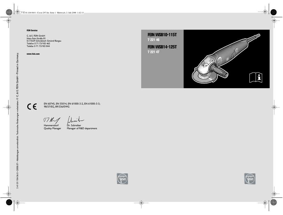 Fein WSB-14-125T User Manual | 99 pages