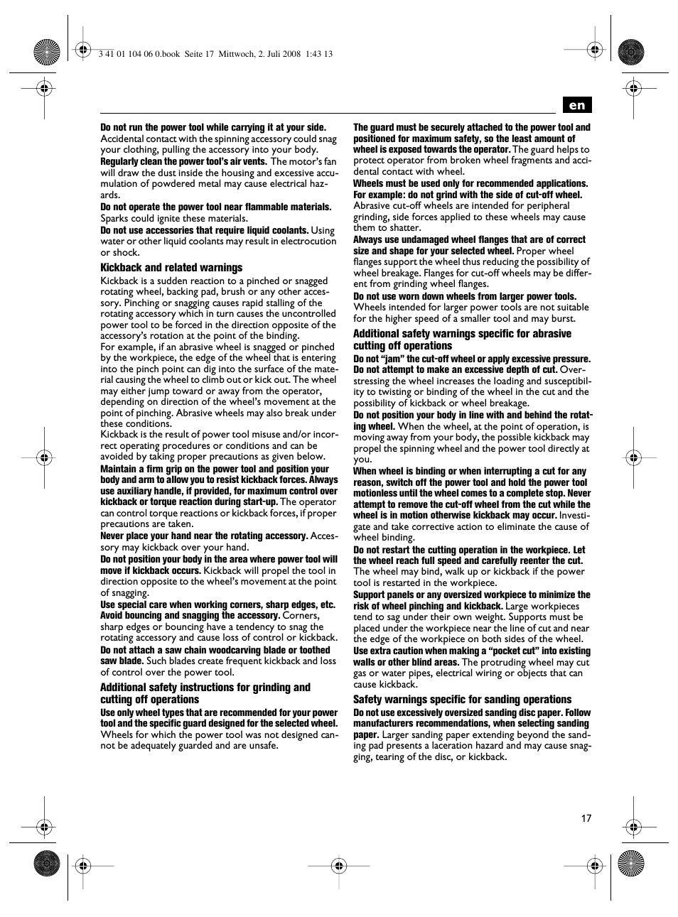 Fein WSB-14-125T User Manual | Page 17 / 99