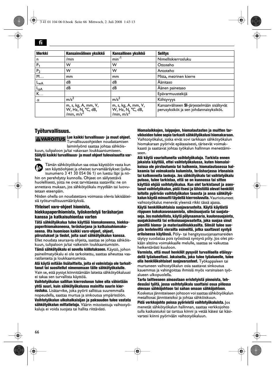 Fi työturvallisuus | Fein WSB-14-125T User Manual | Page 66 / 99
