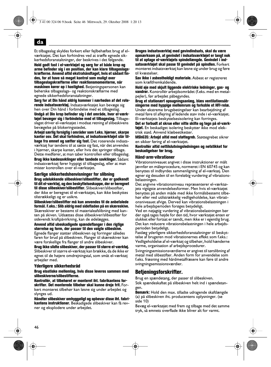 Betjeningsforskrifter | Fein MSh_636-1 User Manual | Page 46 / 82