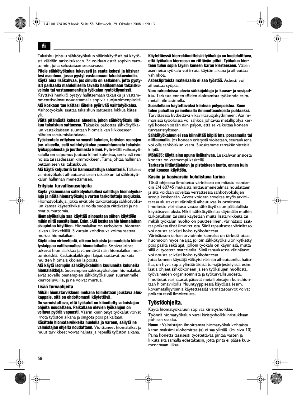 Työstöohjeita | Fein MSh_636-1 User Manual | Page 58 / 82