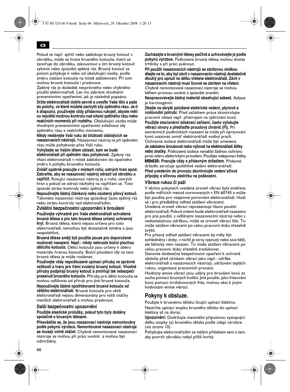 Pokyny k obsluze | Fein MSh_636-1 User Manual | Page 66 / 82