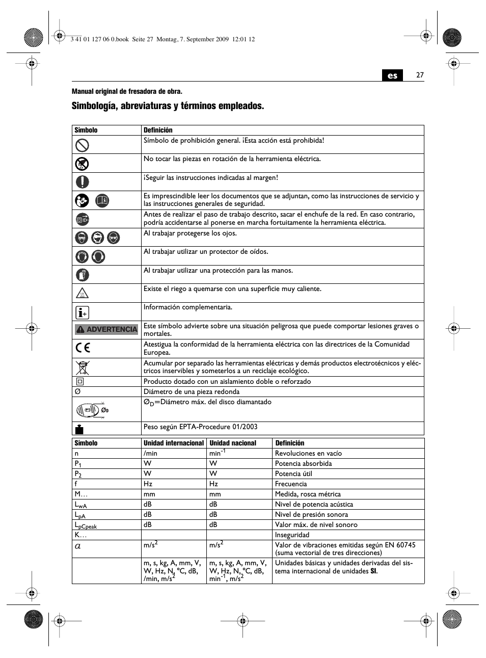 Simbología, abreviaturas y términos empleados | Fein MF14_180 User Manual | Page 27 / 77