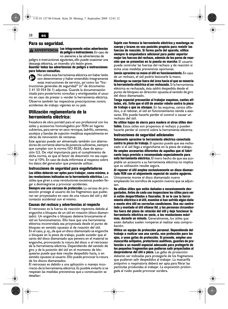 Es para su seguridad | Fein MF14_180 User Manual | Page 28 / 77