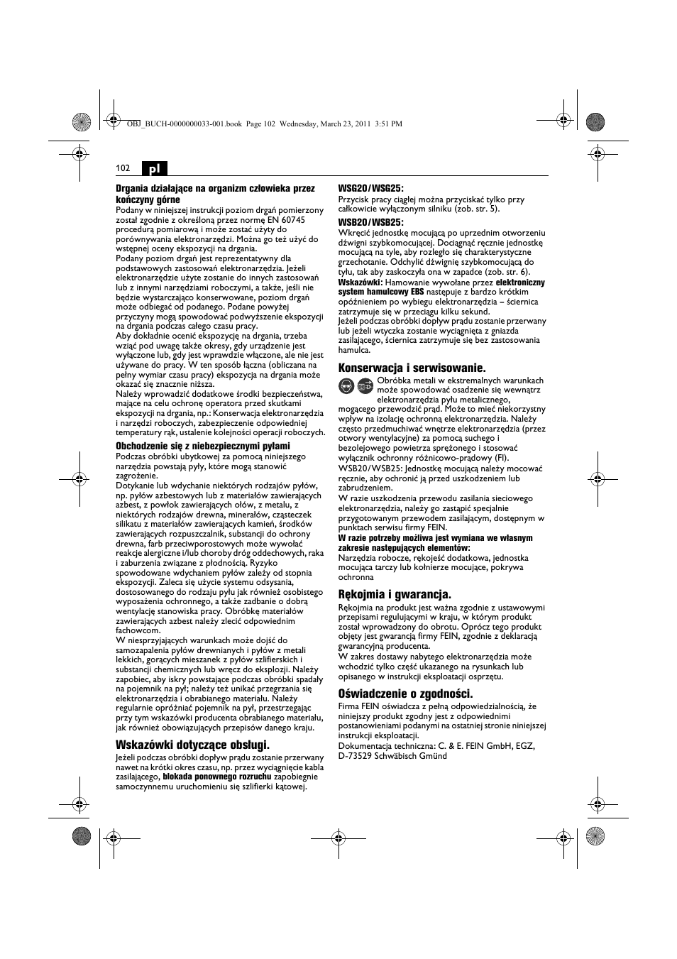 Fein WSG 25-230 User Manual | Page 102 / 191