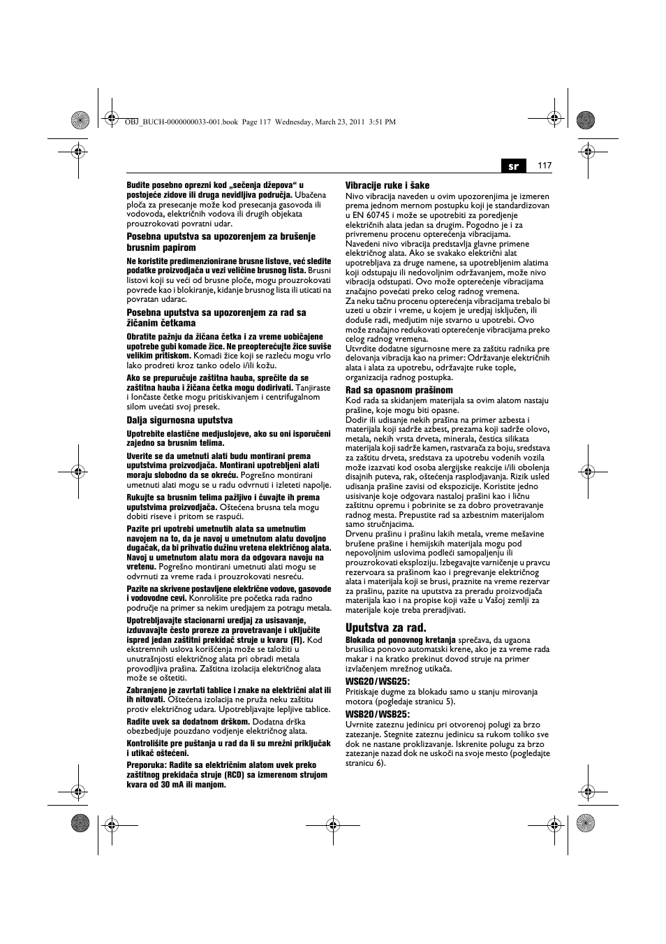 Uputstva za rad | Fein WSG 25-230 User Manual | Page 117 / 191