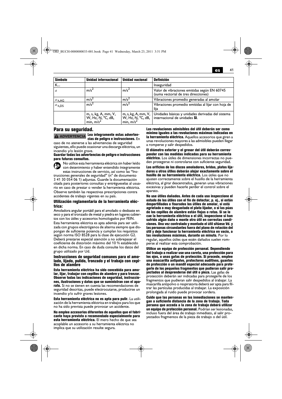 Es para su seguridad | Fein WSG 25-230 User Manual | Page 41 / 191