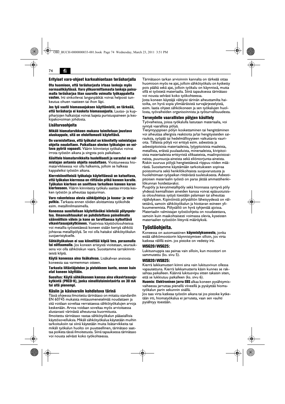 Työstöohjeita | Fein WSG 25-230 User Manual | Page 74 / 191