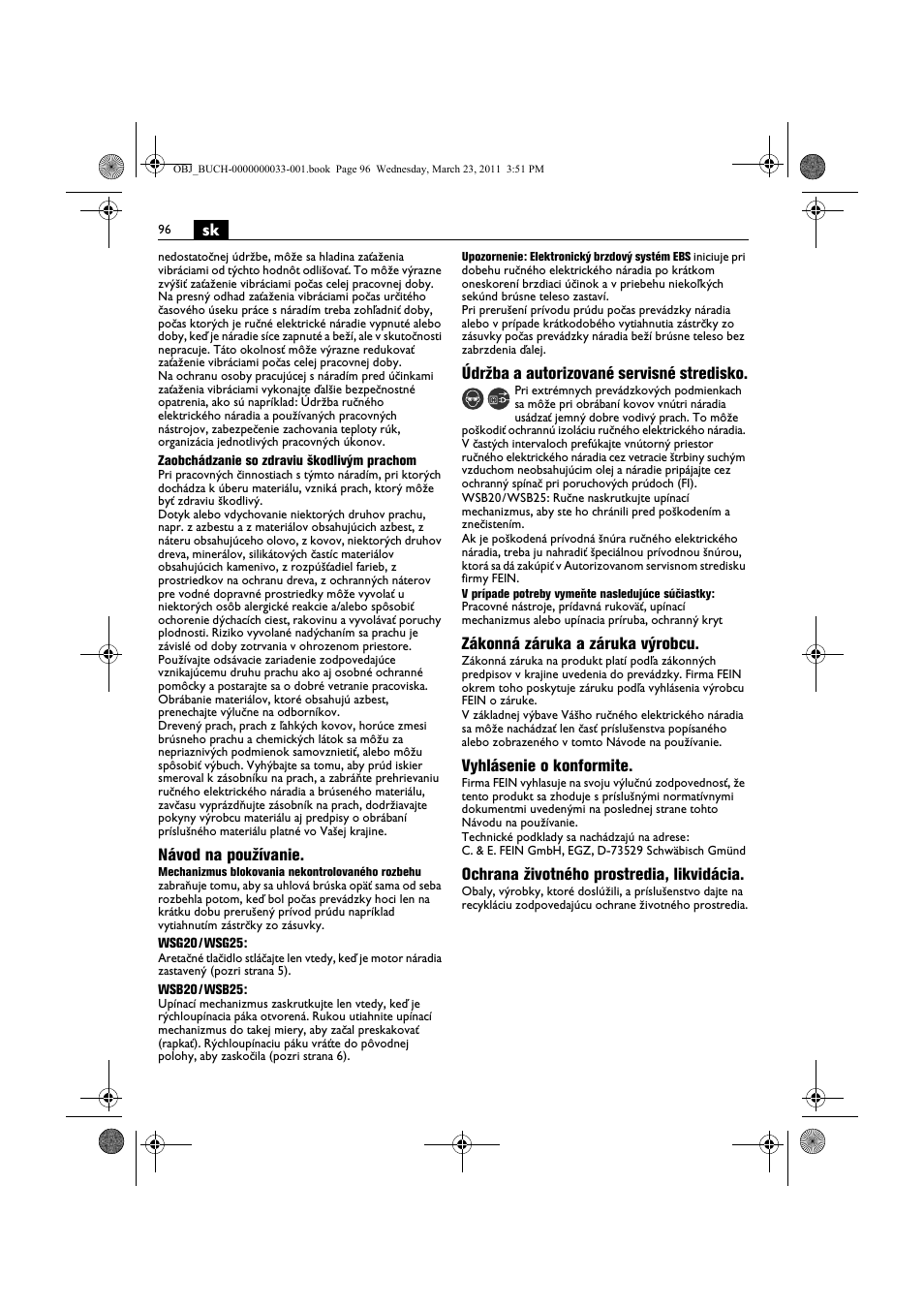 Fein WSG 25-230 User Manual | Page 96 / 191