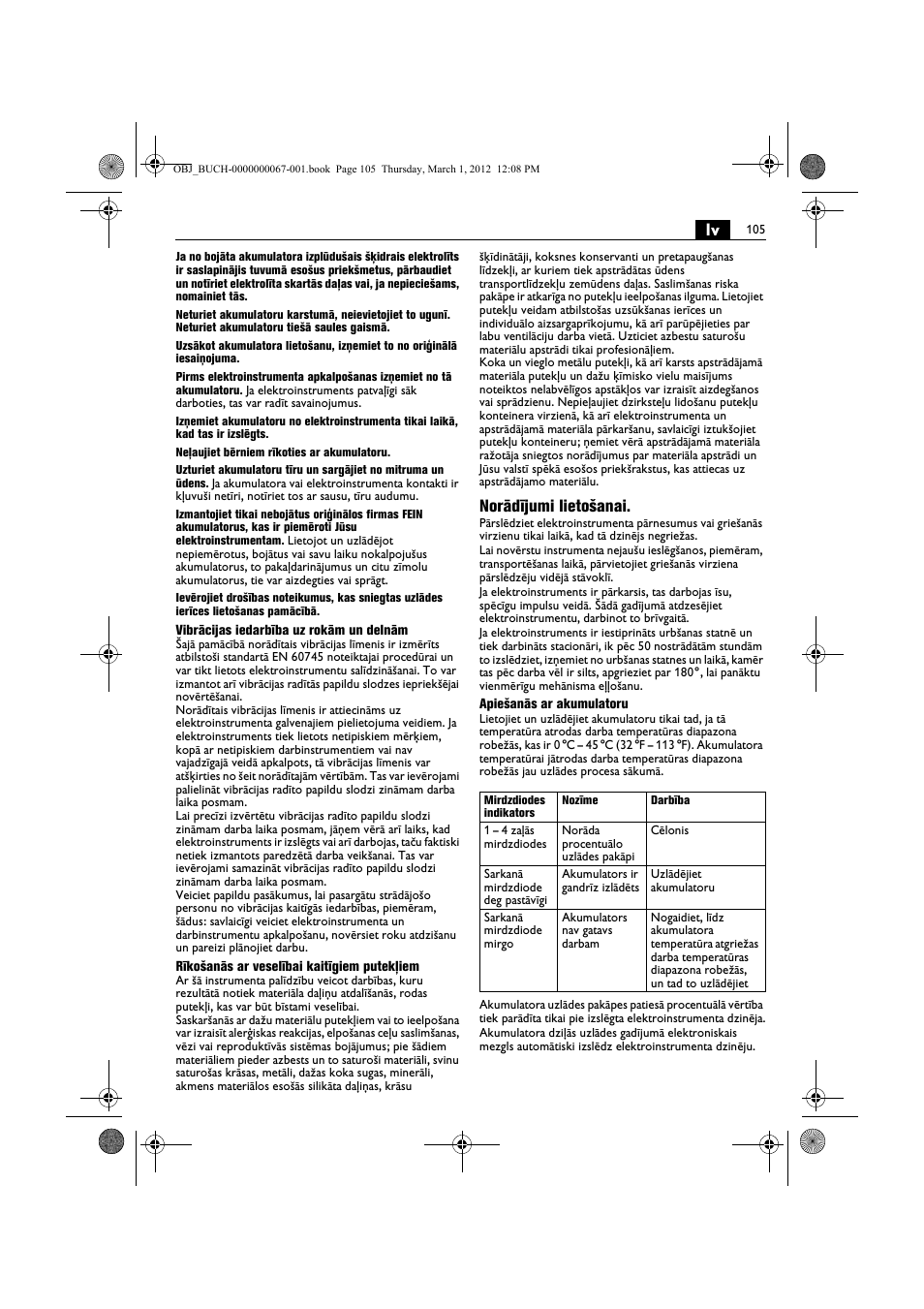 Norādījumi lietošanai | Fein ABOP 13-2 User Manual | Page 105 / 131