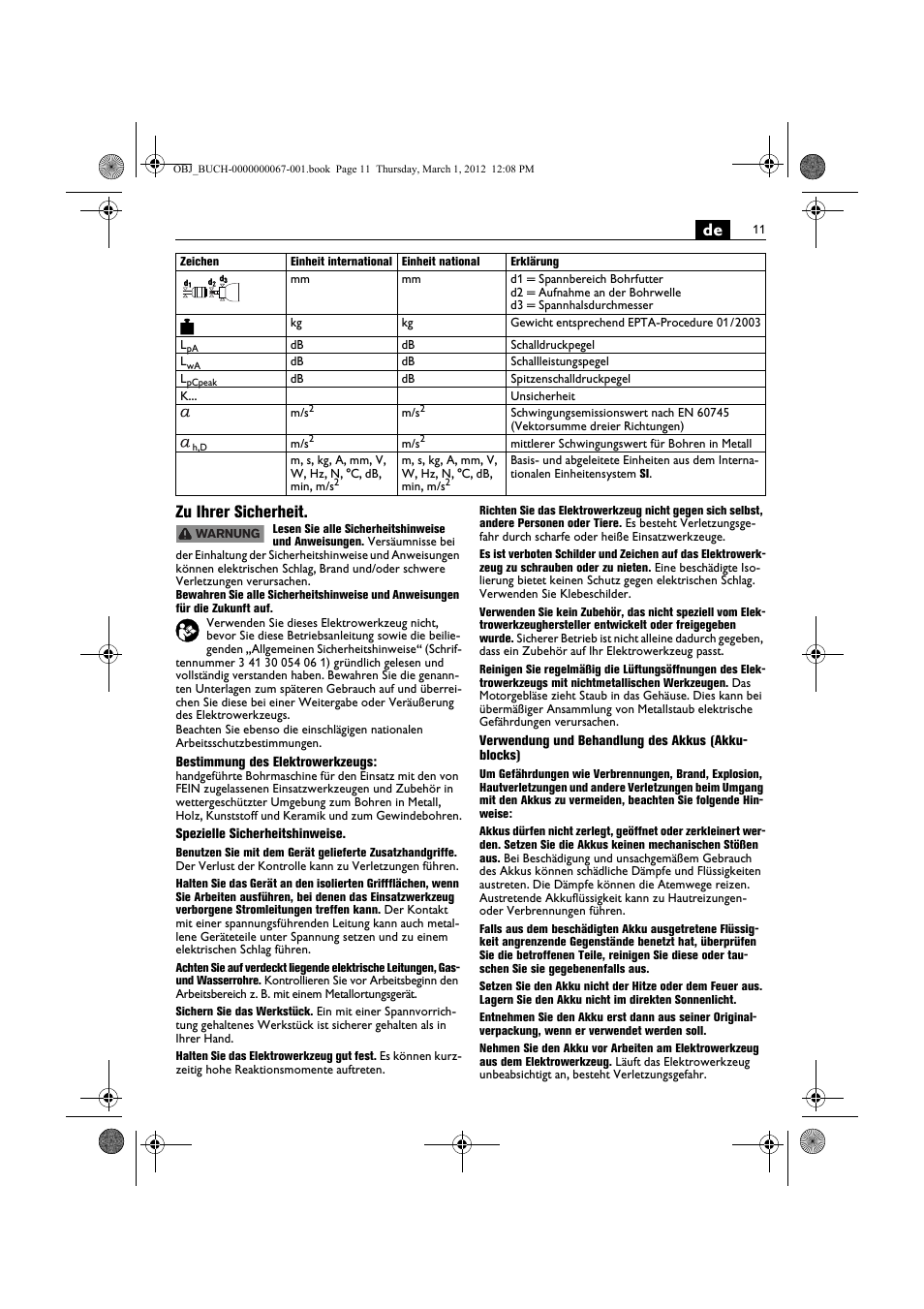 De zu ihrer sicherheit | Fein ABOP 13-2 User Manual | Page 11 / 131